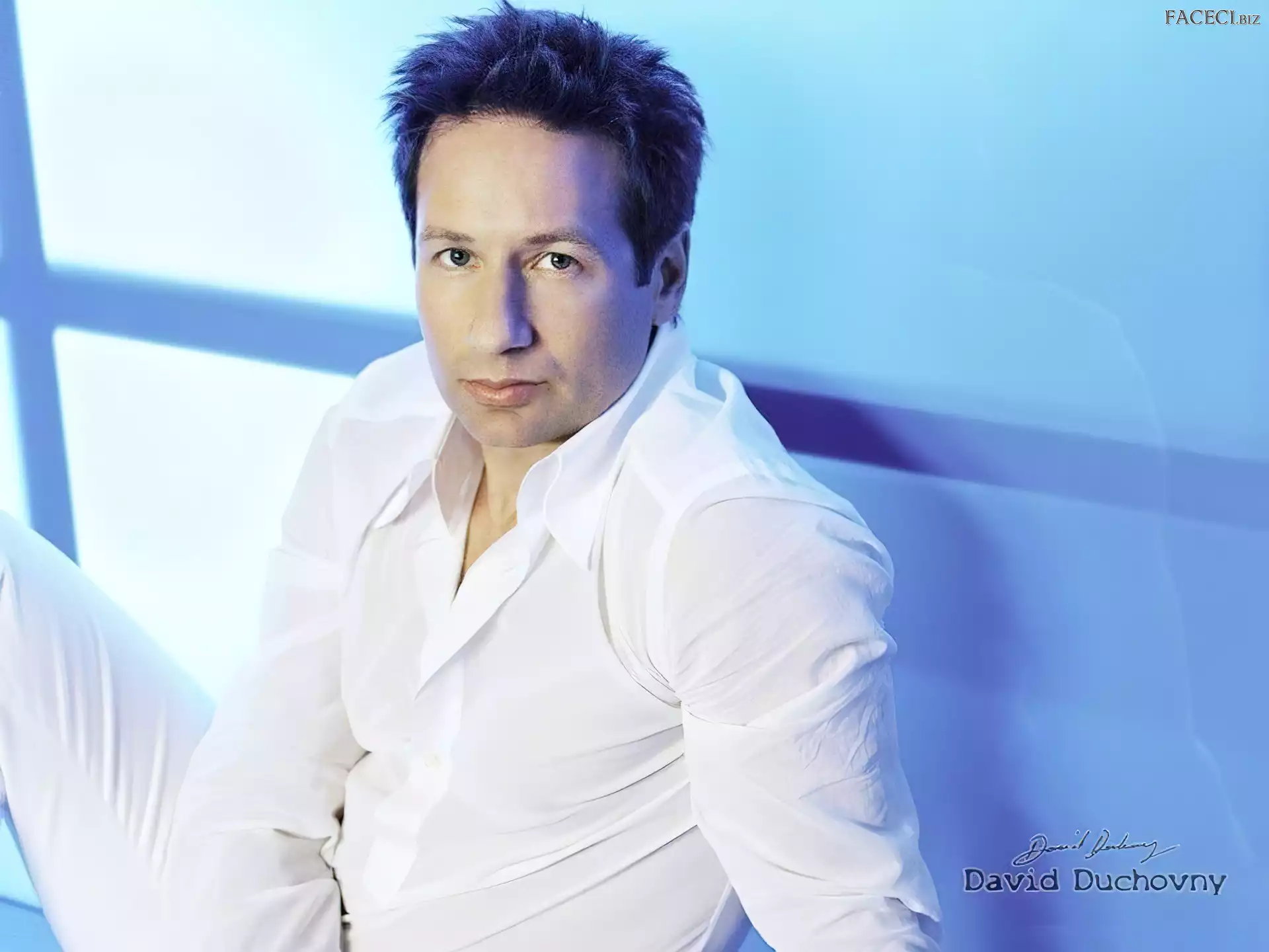 David Duchovny, biała koszula